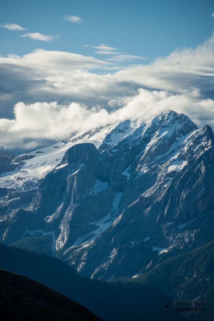 Marmolada lies between the borders of Trentino and Venetoit and it has sights to behold