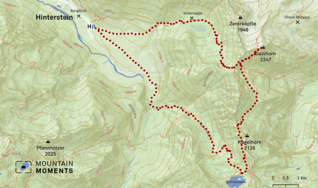 Camping and bivouacking is prohibited in the entire area of the Allgäu High Alps and when swimming in the Schreck lake, please do not apply sunscreen beforehand to help protect the nature reserve. Hike difficulty level for this 20km route is difficult