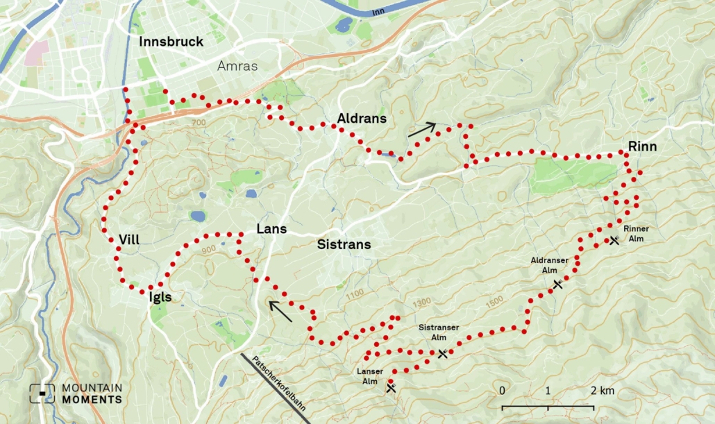 Note: Some passages lead over roads. Alternative forest roads and a few trails along the described loop are optionally ride-able, but cannot be described in more detail here at this time due to legal regulations.