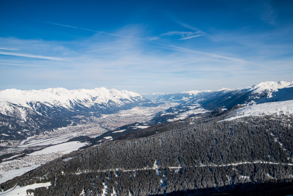 One of our favorite views of Innsbruck: from the Axamer Kögele towards Innsbruck and the Inn Valley.