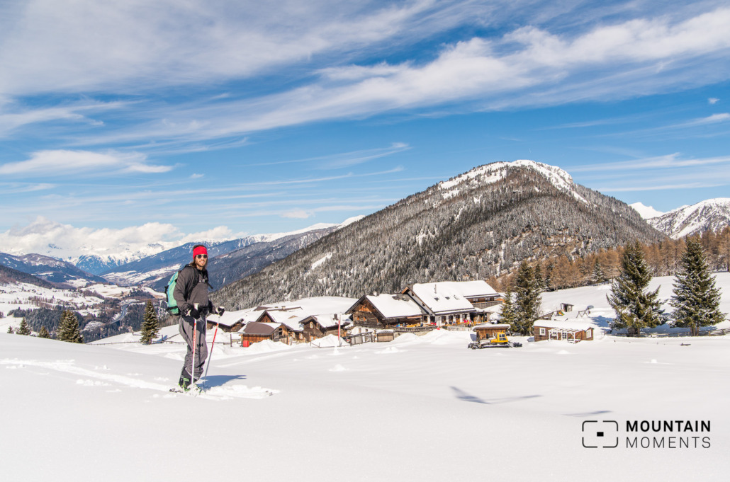 After only about 350 meters of altitude, you reach the wonderfully situated Sattelberg Alm
